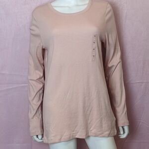 Gap Favorite Long Sleeve Tee in Light Pink size XL